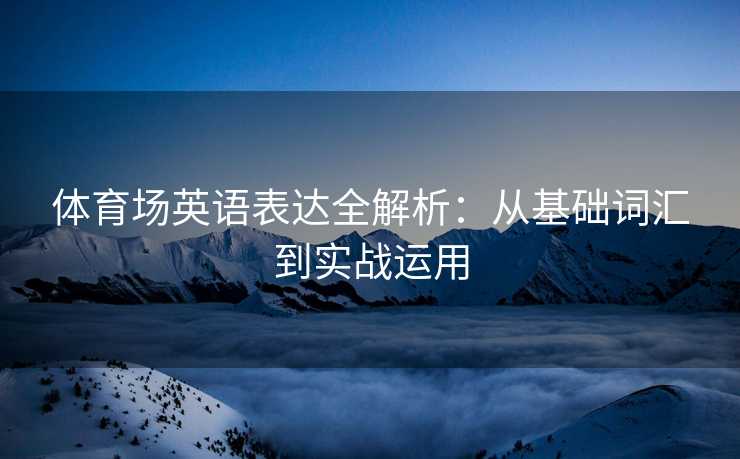 体育场英语表达全解析：从基础词汇到实战运用