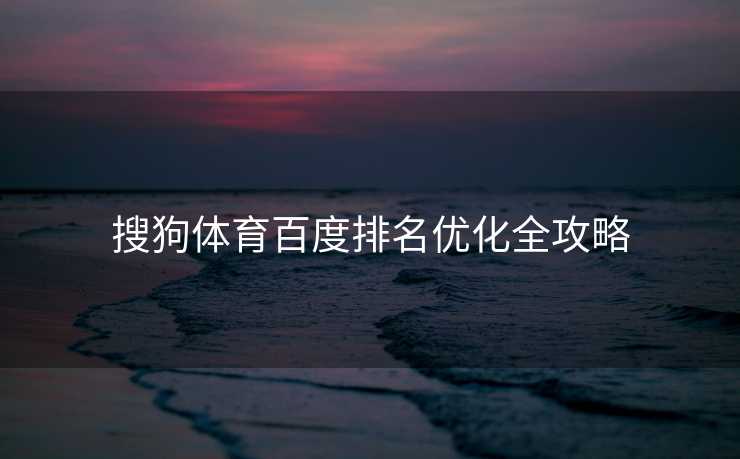 搜狗体育百度排名优化全攻略