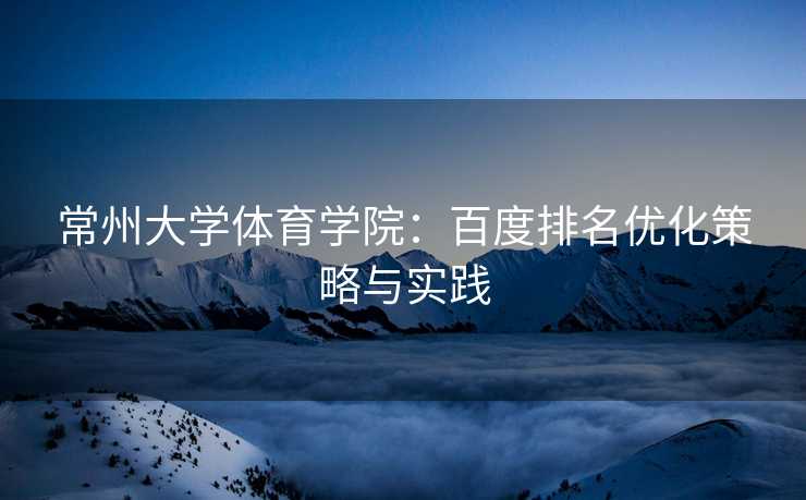 常州大学体育学院：百度排名优化策略与实践