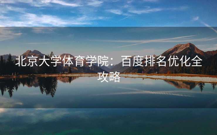 北京大学体育学院：百度排名优化全攻略