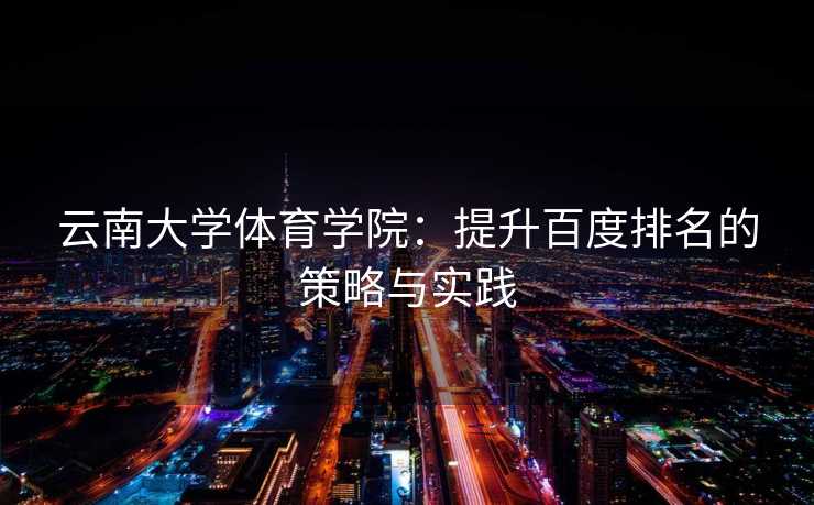 云南大学体育学院：提升百度排名的策略与实践
