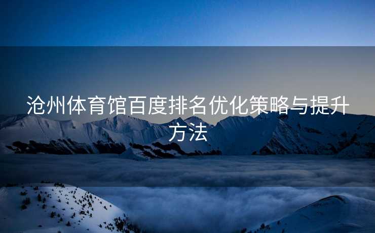 沧州体育馆百度排名优化策略与提升方法