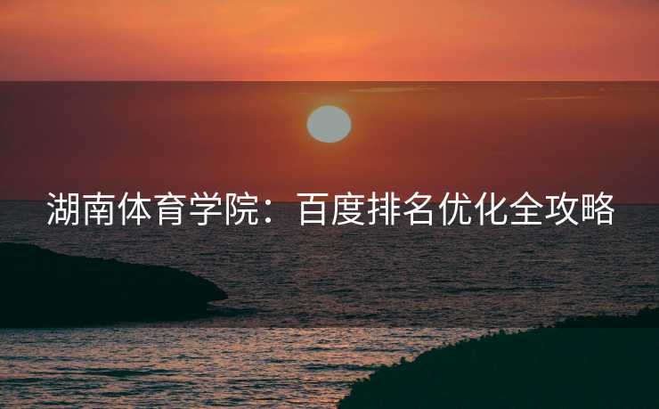 湖南体育学院：百度排名优化全攻略