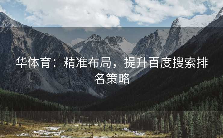 华体育：精准布局，提升百度搜索排名策略