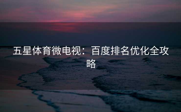五星体育微电视：百度排名优化全攻略