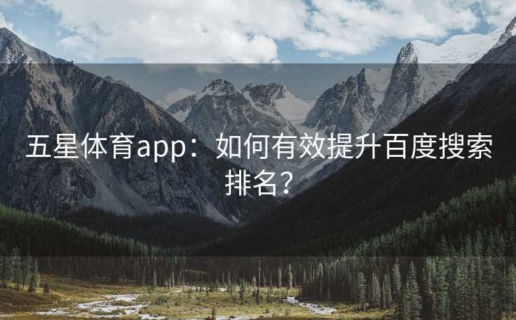 五星体育app：如何有效提升百度搜索排名？